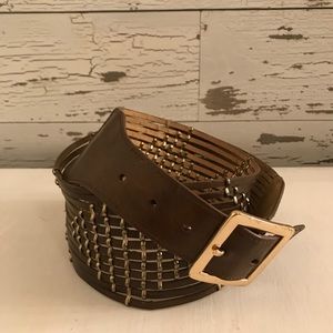 Faux leather embellished belt